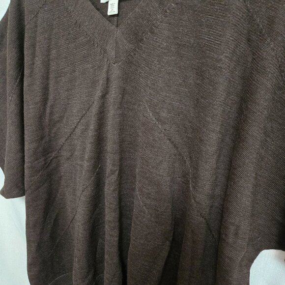 Coldwater Creek Brown Wool Blend Relaxed Short Sleeve V-neck Sweater. - Picture 5 of 5
